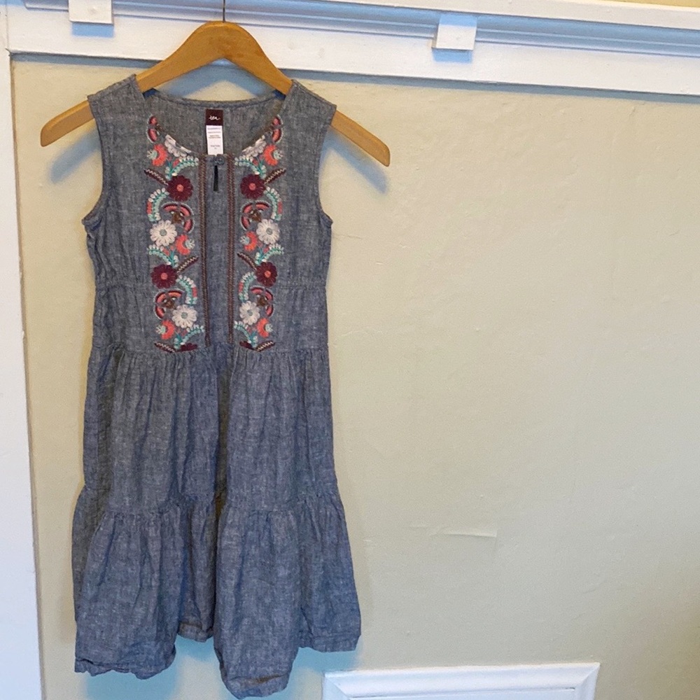 Tea Linen & Cotton Embroidered Dress